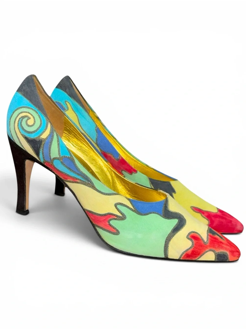 Via Spiga Vintage Italy Hand Painted Suede Pointed Toe Stiletto Pumps 9.5B